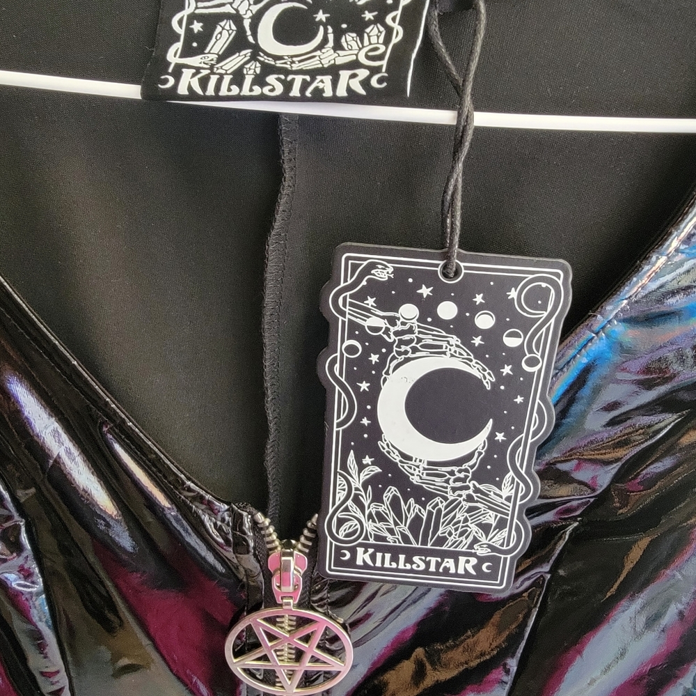 Killstar Black Vinyl Long-Sleeve Midi Dress - Picture 4 of 7